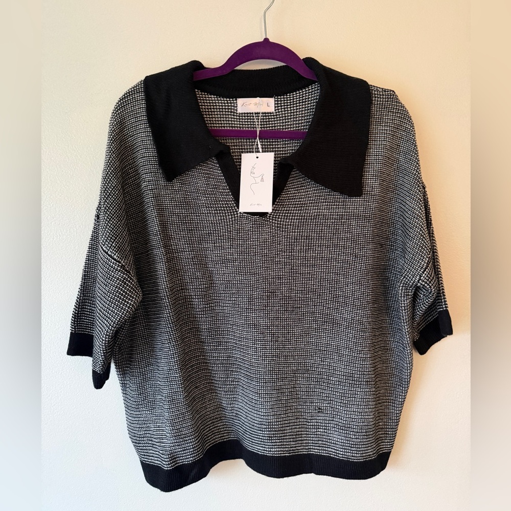Black and White Knit Top